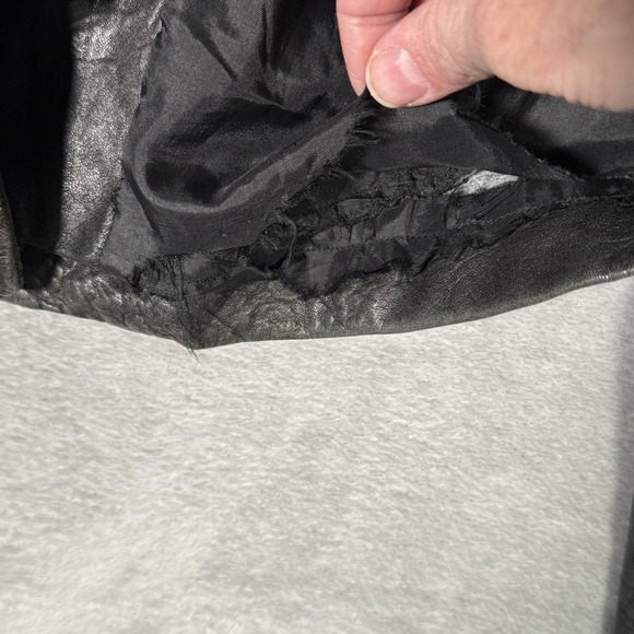 Madewell Jacket Womens S Black Washed Leather Moto Biker Asymmetrical Zip *FLAW - Picture 10 of 11